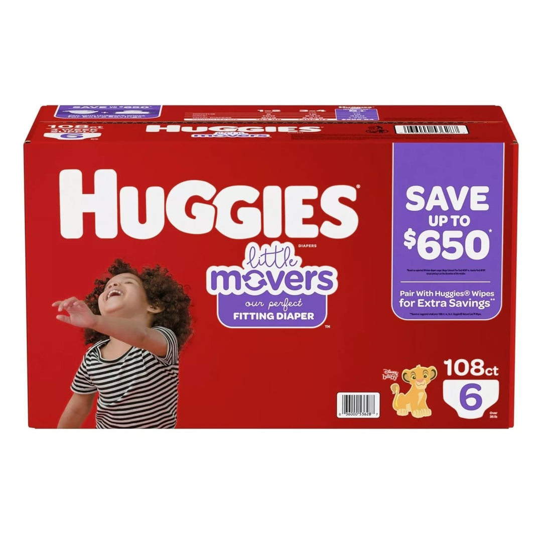 Huggies Little Movers Diapers Size 6 - 35+ Pounds (108 Count) Image 2