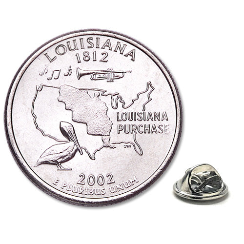 Louisiana State Quarter Coin Lapel Pin Uncirculated U.S. Quarter 2002 Tie Pin Image 1