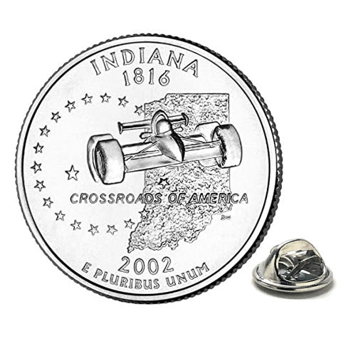 Indiana State Quarter Coin Lapel Pin Uncirculated U.S. Quarter 2002 Tie Pin Image 1