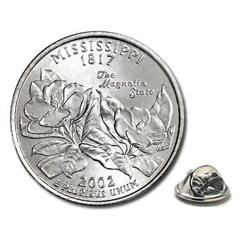 Mississippi State Quarter Coin Lapel Pin Uncirculated U.S. Quarter 2002 Tie Pin Image 1