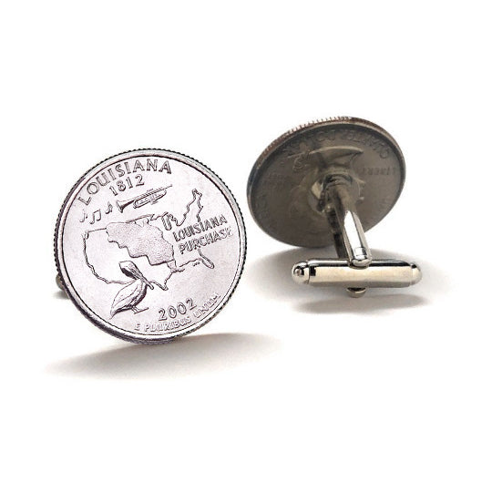 Louisiana State Quarter Coin Cufflinks Uncirculated U.S. Quarter 2002 Cuff Links Image 2