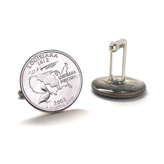 Louisiana State Quarter Coin Cufflinks Uncirculated U.S. Quarter 2002 Cuff Links Image 3