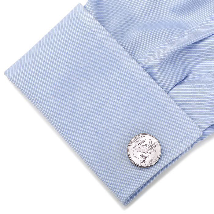 Louisiana State Quarter Coin Cufflinks Uncirculated U.S. Quarter 2002 Cuff Links Image 4