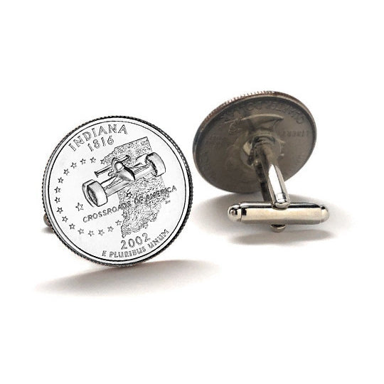 Indiana State Quarter Coin Cufflinks Uncirculated U.S. Quarter 2002 Cuff Links Image 2