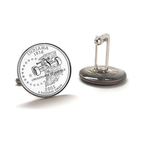 Indiana State Quarter Coin Cufflinks Uncirculated U.S. Quarter 2002 Cuff Links Image 3