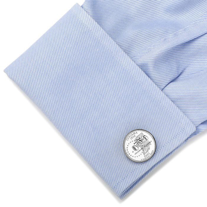 Indiana State Quarter Coin Cufflinks Uncirculated U.S. Quarter 2002 Cuff Links Image 4