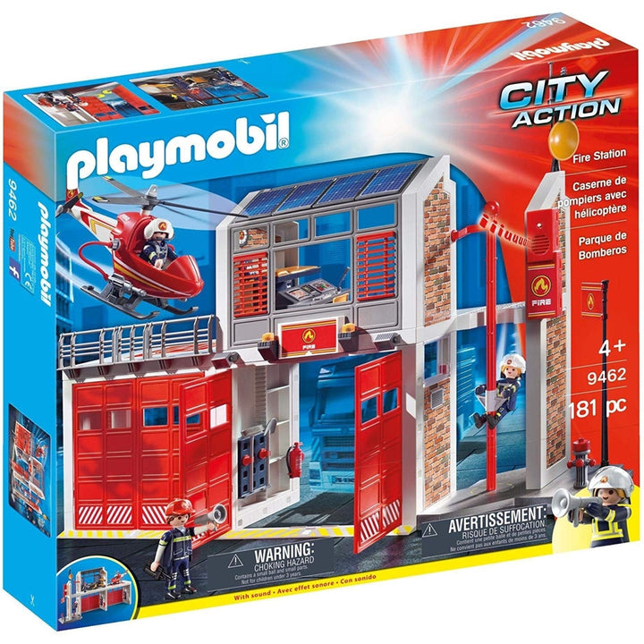 Playmobil Fire Station, Fire Ladder Unit and Firefighters with Water Pump, 310 Pcs Kids Playset with Small Washable Image 2