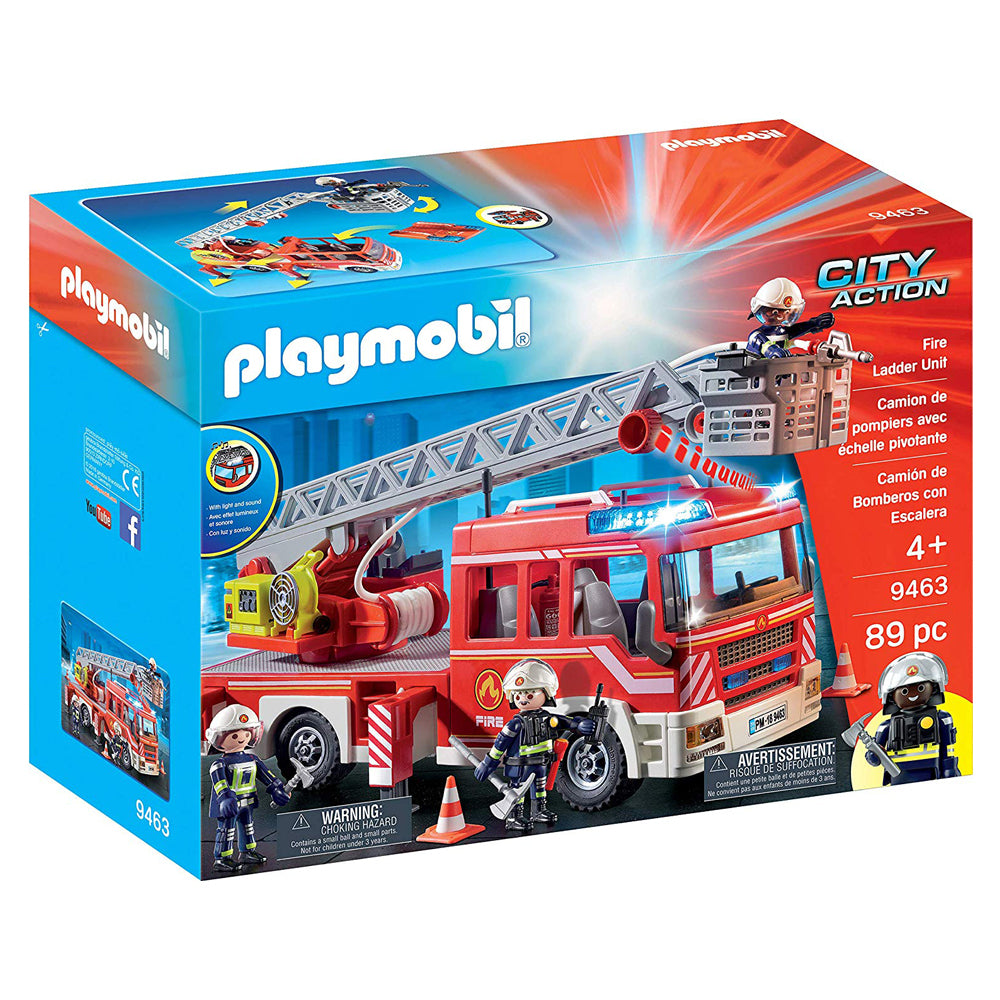Playmobil Fire Station, Fire Ladder Unit and Firefighters with Water Pump, 310 Pcs Kids Playset with Small Washable Image 3