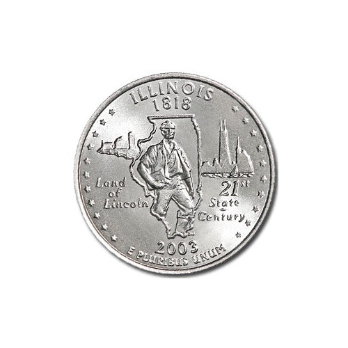 Illinois State Quarter Coin Lapel Pin Uncirculated U.S. Quarter 2003 Tie Pin Image 2