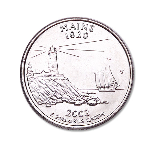 Maine State Quarter Coin Lapel Pin Uncirculated U.S. Quarter 2003 Tie Pin Image 2