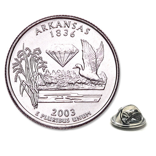 Arkansas State Quarter Coin Lapel Pin Uncirculated U.S. Quarter 2003 Tie Pin Image 1