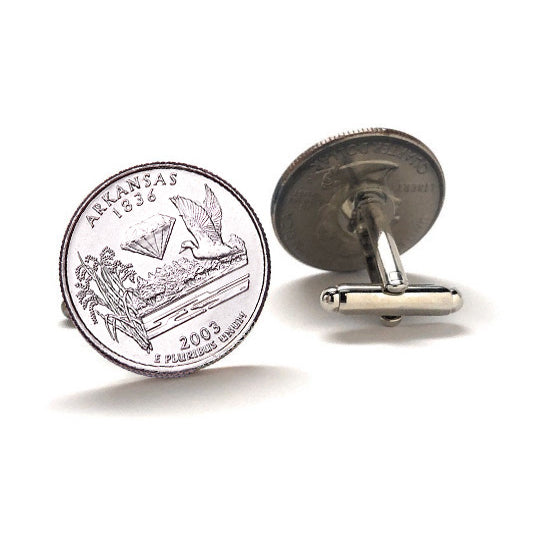 Arkansas State Quarter Coin Cufflinks Uncirculated U.S. Quarter 2003 Cuff Links Image 2