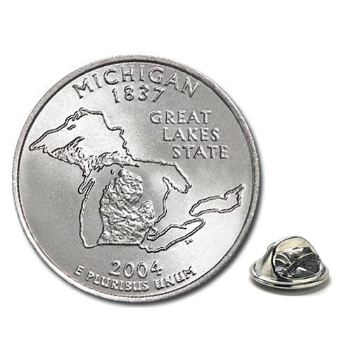 Michigan State Quarter Coin Lapel Pin Uncirculated U.S. Quarter 2004 Tie Pin Image 1
