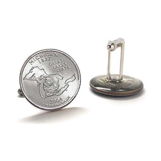 Michigan State Quarter Coin Cufflinks Uncirculated U.S. Quarter 2004 Cuff Links Image 3