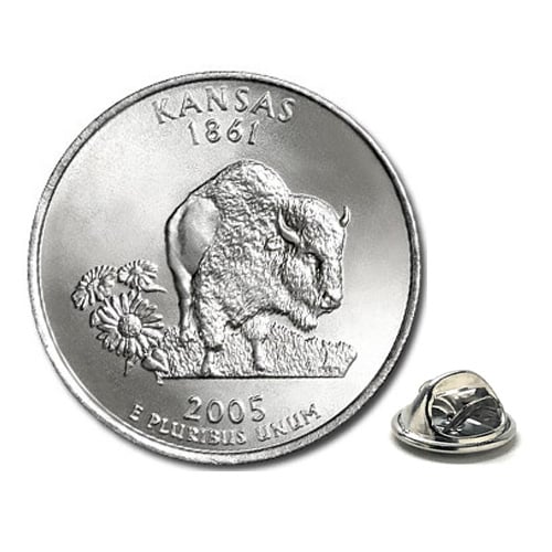 Kansas State Quarter Coin Lapel Pin Uncirculated U.S. Quarter 2005 Tie Pin Image 1