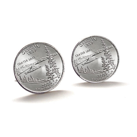 Oregon State Quarter Coin Cufflinks Uncirculated U.S. Quarter 2005 Cuff Links Image 1