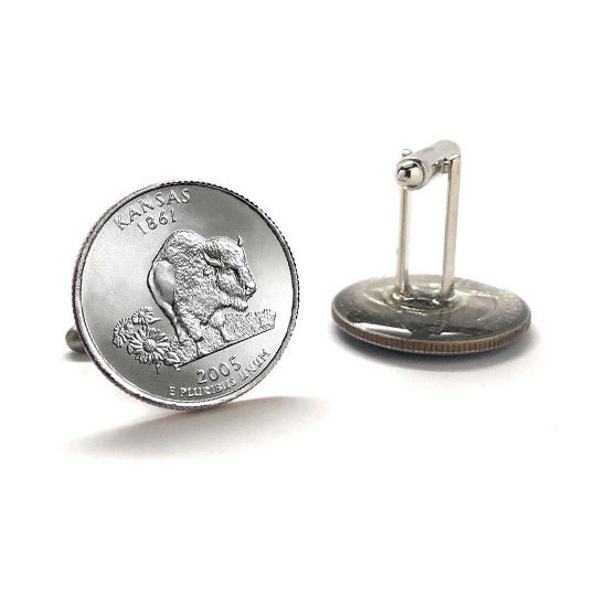 Kansas State Quarter Coin Cufflinks Uncirculated U.S. Quarter 2005 Cuff Links Image 3