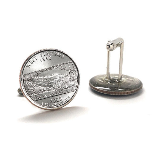 West Virginia State Quarter Coin Cufflinks Uncirculated U.S. Quarter 2005 Cuff Links Image 3