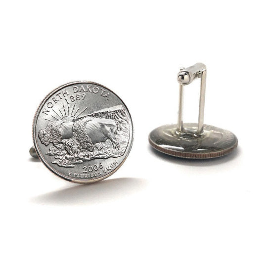 North Dakota State Quarter Coin Cufflinks Uncirculated U.S. Quarter 2006 Cuff Links Image 3