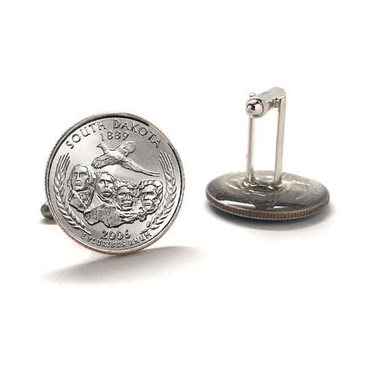 South Dakota State Quarter Coin Cufflinks Uncirculated U.S. Quarter 2006 Cuff Links Image 3