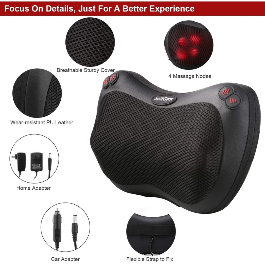 Shiatsu Back and Neck Massage Pillow - Kneading Massager with Heat Image 1