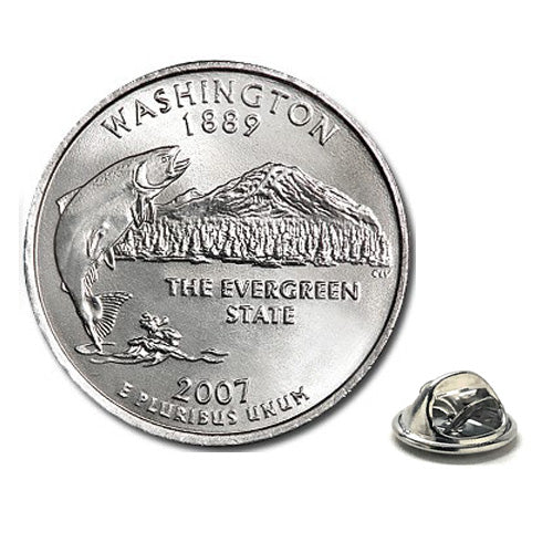 Washington State Quarter Coin Lapel Pin Uncirculated U.S. Quarter 2007 Tie Pin Image 1