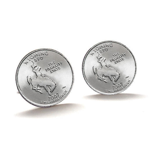 Wyoming State Quarter Coin Cufflinks Uncirculated U.S. Quarter 2007 Cuff Links Image 1