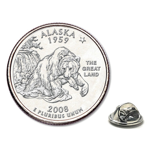 Alaska State Quarter Coin Lapel Pin Uncirculated U.S. Quarter 2008 Tie Pin Image 1