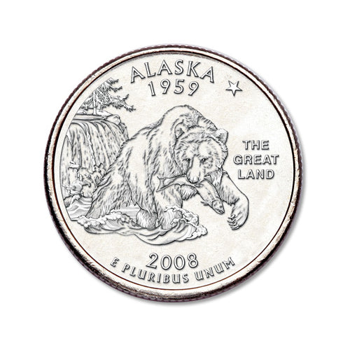 Alaska State Quarter Coin Lapel Pin Uncirculated U.S. Quarter 2008 Tie Pin Image 2