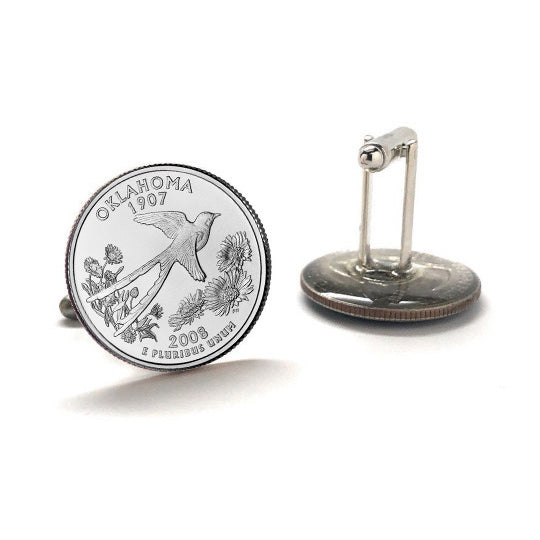 Oklahoma State Quarter Coin Cufflinks Uncirculated U.S. Quarter 2008 Cuff Links Image 3