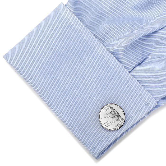 Hawaii State Quarter Coin Cufflinks Uncirculated U.S. Quarter 2008 Cuff Links Image 4