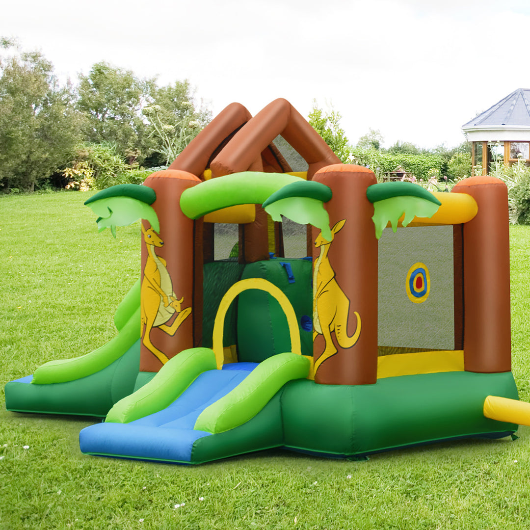 Inflatable Jungle Bounce House Kids Dual Slide Jumping Castle Bouncer Image 4