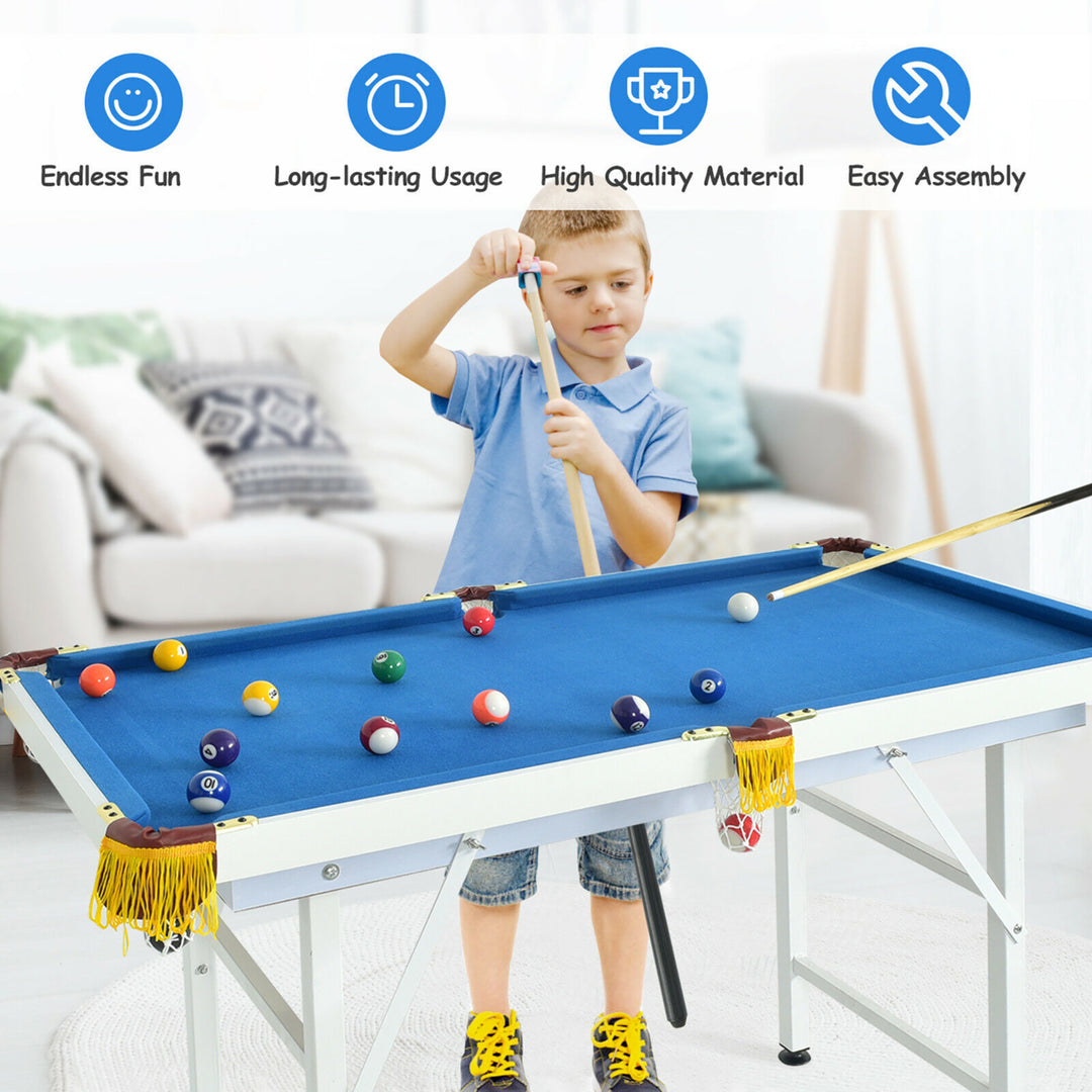 47 Folding Billiard Table Pool Game Table for Kids w/ Cues and Chalk and Brush Image 4