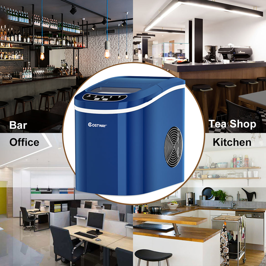 Costway Portable Compact Electric Ice Maker Machine Mini Cube 26lb/Day ABS Navy Image 4