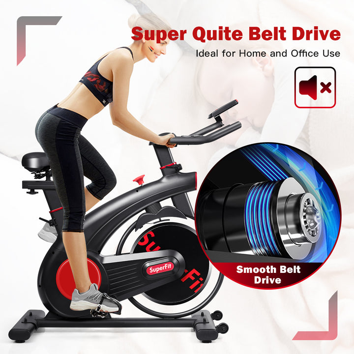 SuperFit Stationary Exercise Bike Silent Belt Drive Cycling Bike Image 4