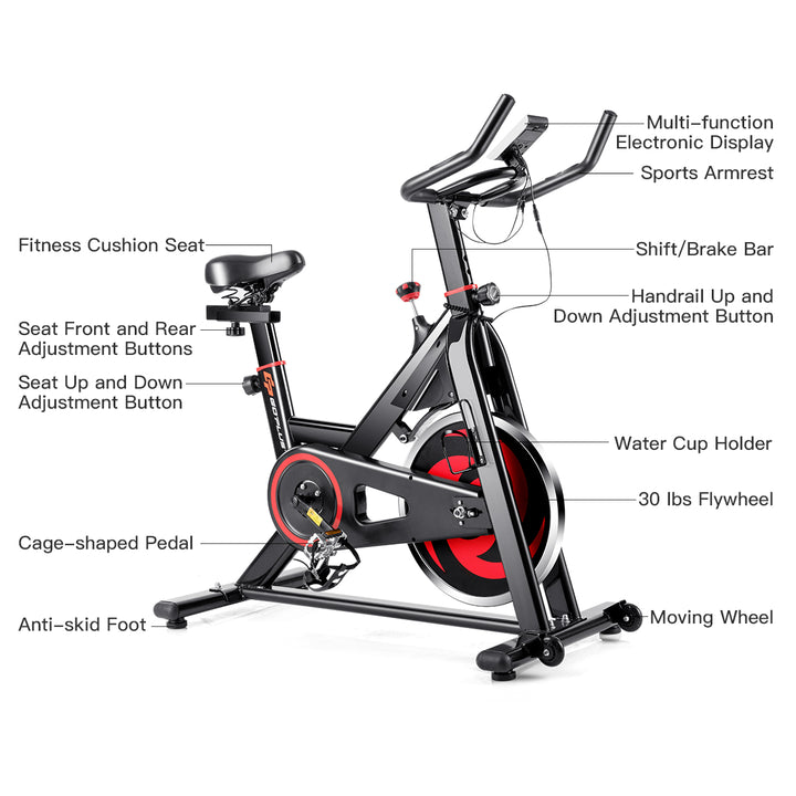 Stationary Exercise Magnetic Cycling Bike 30Lbs Flywheel Home Gym Cardio Workout Image 4