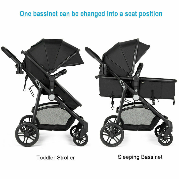 2 In1 Foldable Baby Stroller Kids Travel Newborn Infant Buggy Pushchair Black Image 4