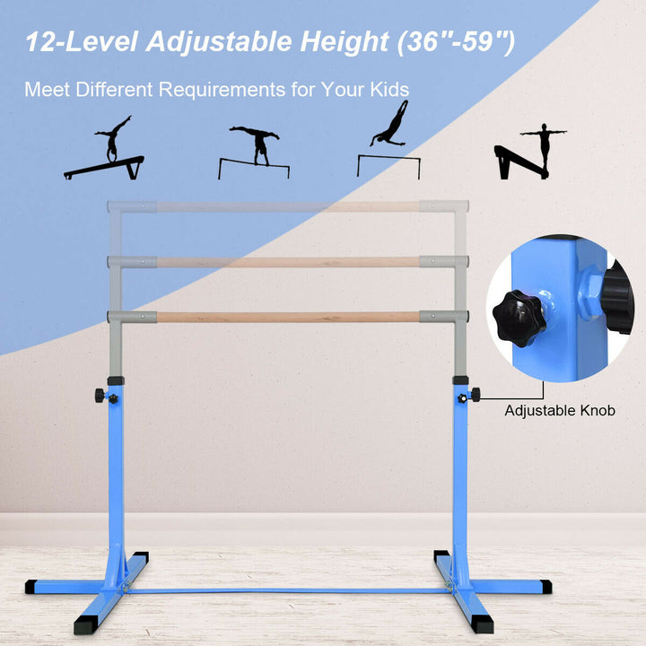 Adjustable Steel Horizontal Training Bar Gymnastics Junior Home Practice Blue Image 4