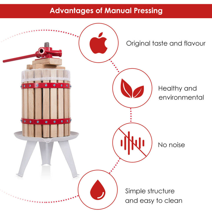 1.6 Gallon Fruit Wine Press Cider Apple Grape Crusher Juice Maker Tool Wood Image 4