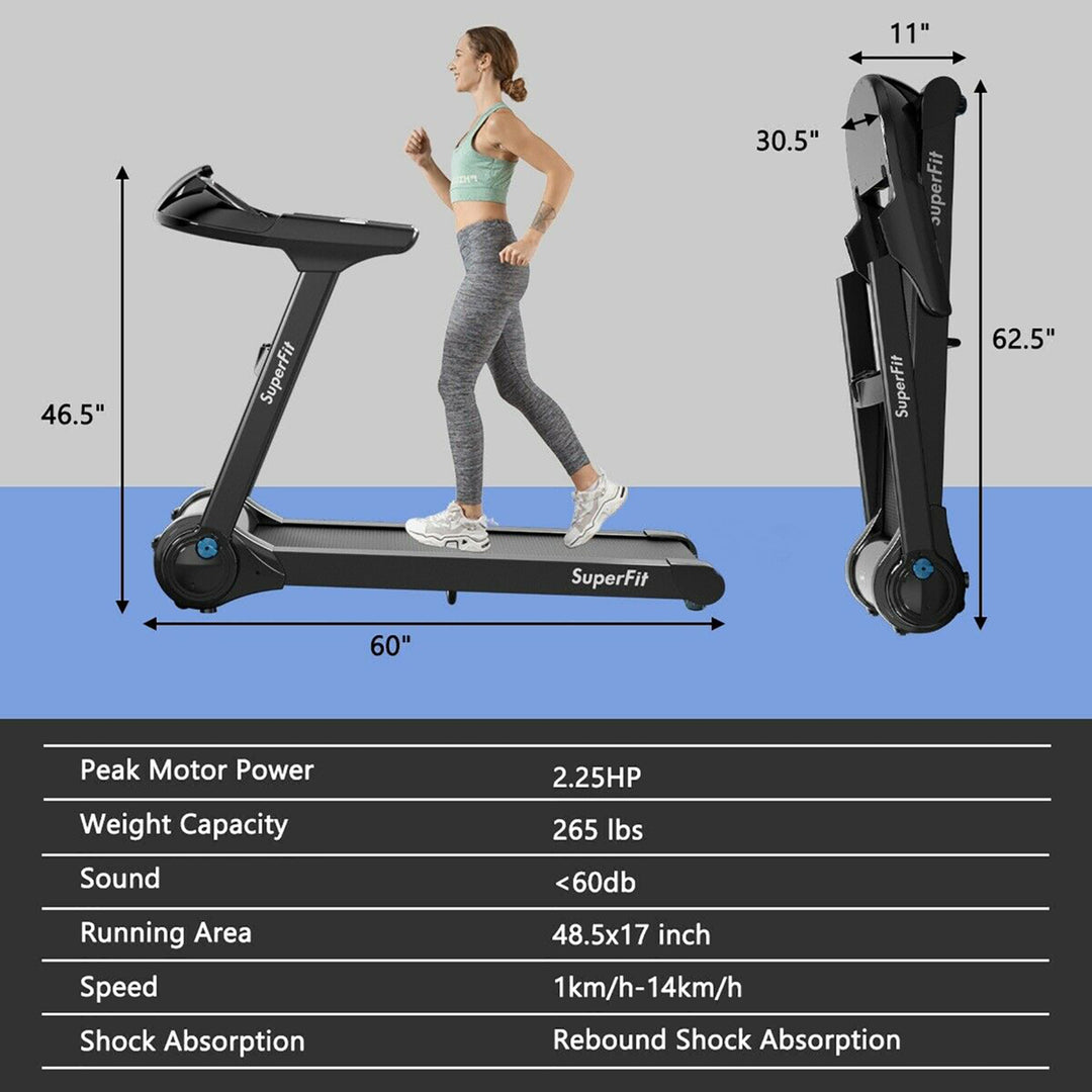 2.25HP Folding Treadmill Running Machine LED Touch Display Image 4