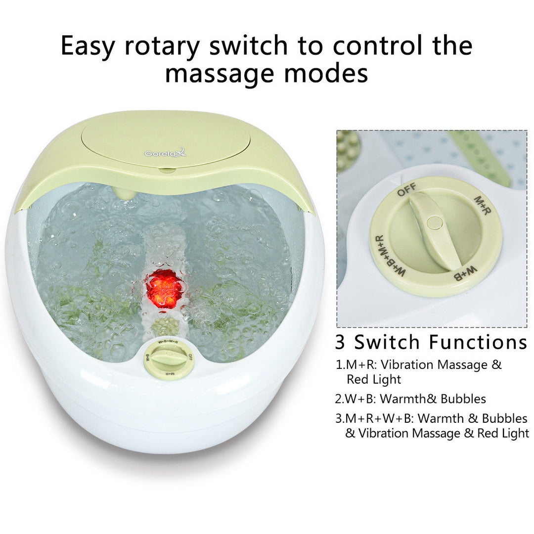 Foot Spa Bath Massager Bubble Vibration Red Light Rollers with Callous Remover Image 4