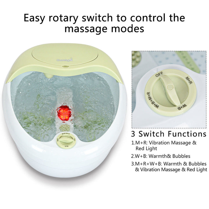 Foot Spa Bath Massager Bubble Vibration Red Light Rollers with Callous Remover Image 4