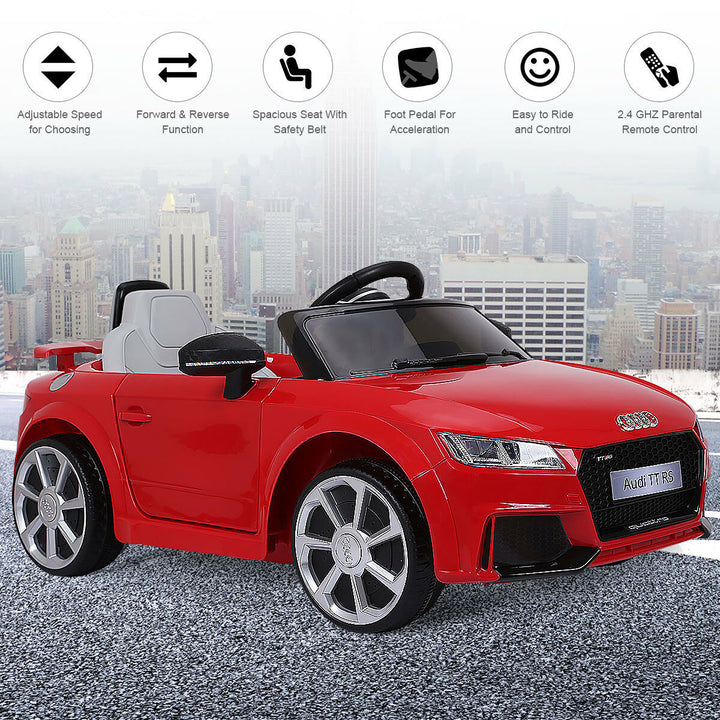 Costway Red 12V Audi TT RS Electric Kids Ride On Car Licensed Remote Control MP3 Image 4