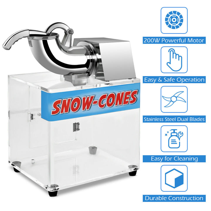 Electric Snow Cone Machine Ice Shaver Maker Shaving Crusher Dual Blades Image 4