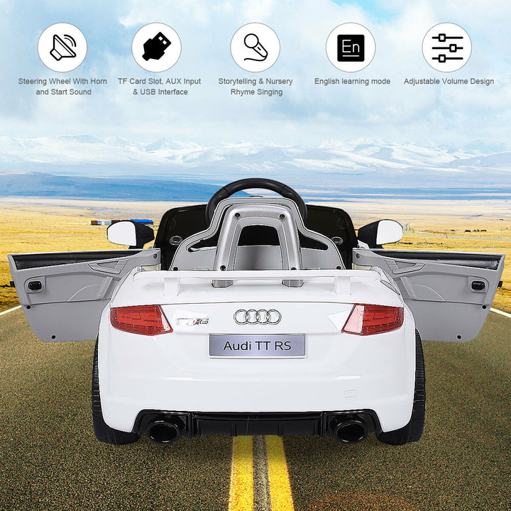 Costway White 12V Audi TT RS Electric Kids Ride On Car Licensed Remote Control MP3 Image 4