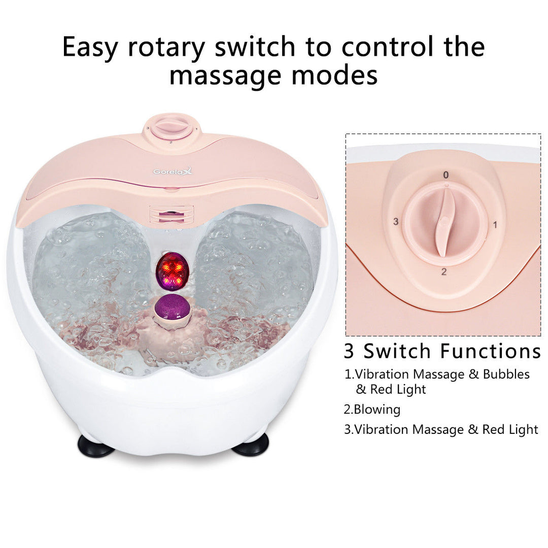 Foot Spa Bath Massager Bubble Vibration Red Light Rollers Handheld Foot Cleaner Image 4