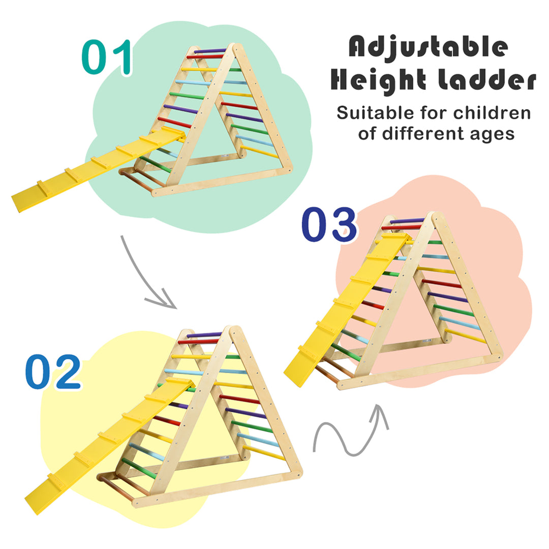 Foldable Wooden Climbing Triangle Indoor Climber w/Ladder for Baby Toddler Image 4