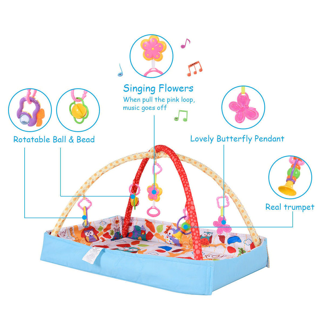 3 In 1 Multifunctional Baby Infant Activity Gym Play Mat Musical W/Hanging Toys Image 4