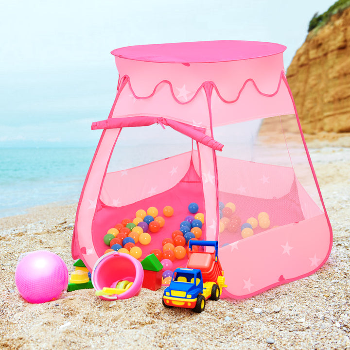 Kid Outdoor Indoor Princess Play Tent Playhouse Ball Tent Toddler Toys w/ 100 Balls Image 4