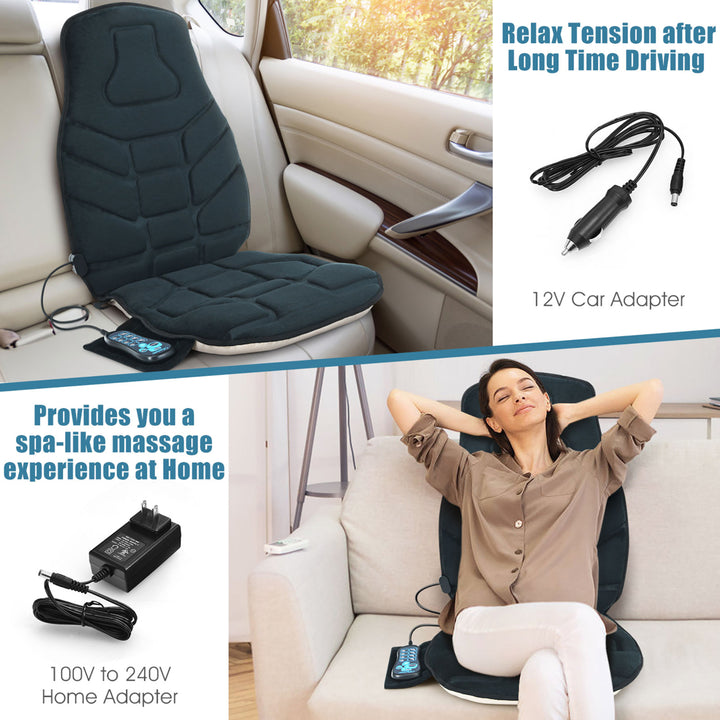 Massage Seat Cushion Back Massager w/ Heat and 6 Vibration Motors for Home Image 4